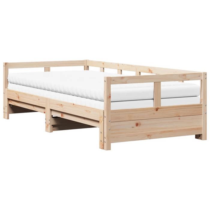 VidaXL Lit de jour et lit gigogne et matelas 90x200 cm bois pin massif 3321041