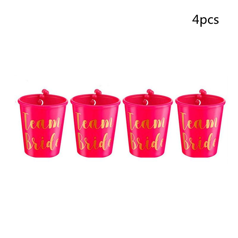 1Set Team Bride To Be Cup Plastic Shot Glasses Necklace Bachelorette Party Supplies Wedding Bridal Shower Hen Night Decorations