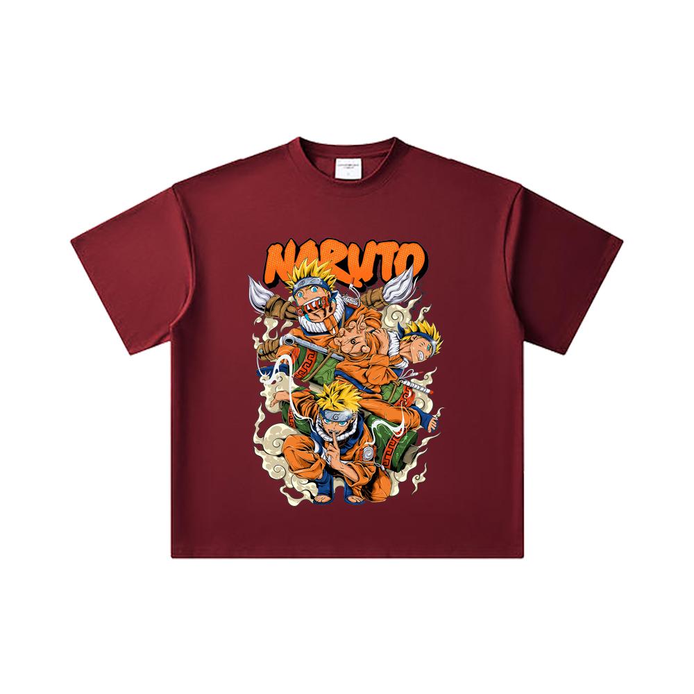 260 GSM Double Yarn 32 Count 100% Cotton Naruto V18 Print Unisex Heavy Cotton T Shirt