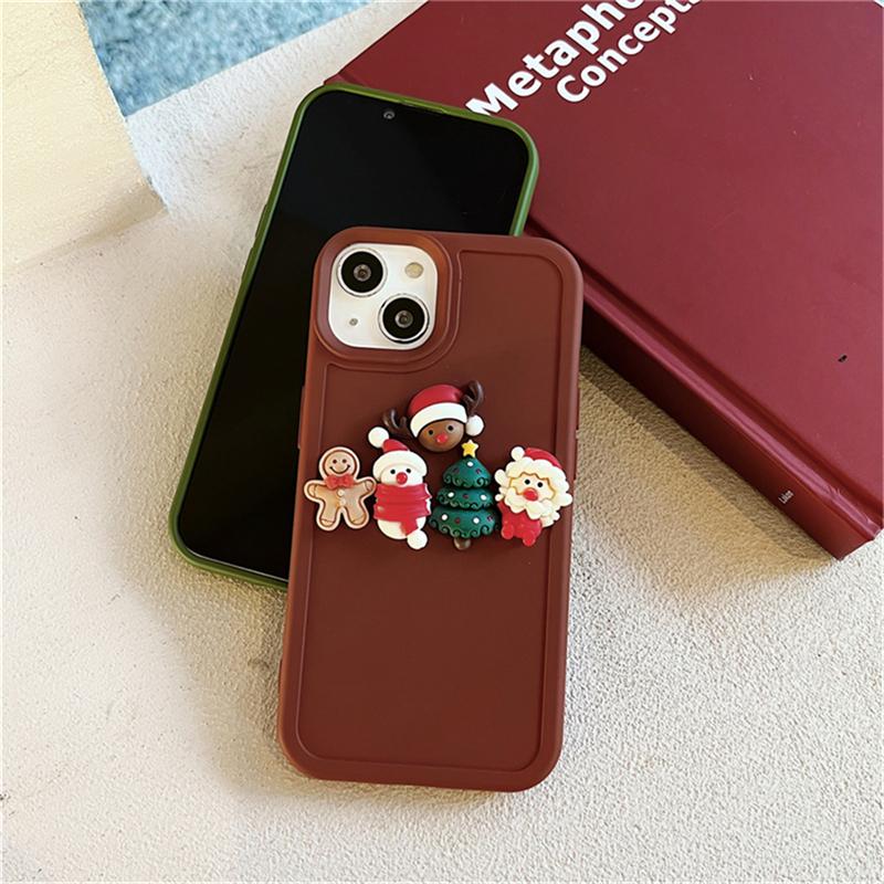 Korea Cute Christmas Phone Case For Iphone 14 13 12 11 Pro Max X Xs Xr Lovely 3d Santa Claus Christmas Tree Shockproof Soft Case