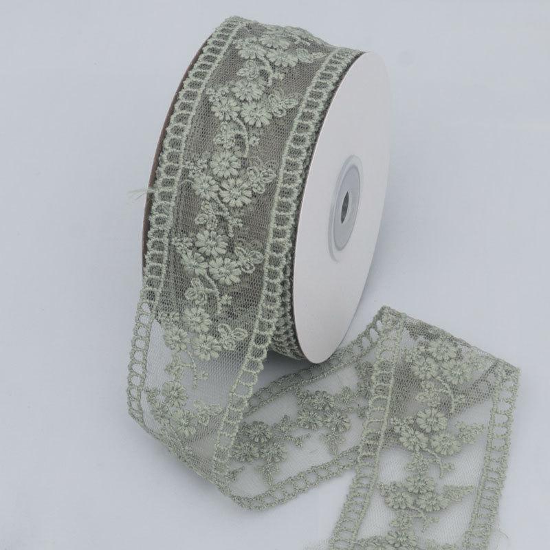

1 Roll 5 Yard Embroidery Hollow Lace Ribbon DIY Bow Hair Accessories Flower Packaging Straw Hat Clothes Edge Ribbon 4.5cmx5yard зелёный