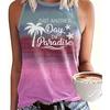 Women's Sleeveless Round-neck Vests Fashionable Coconut Tree Pattern Printed Summer Street Fashion Outdoor Beach Casual Wear