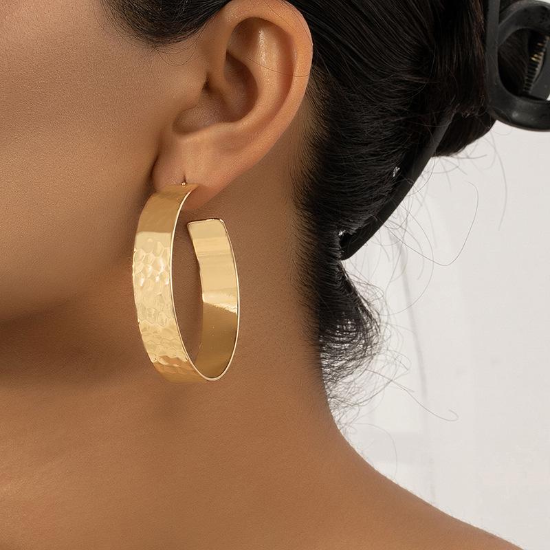 Elegant Large Metal Geometric Dangle Stud Earrings - Versatile & Fashionable Style