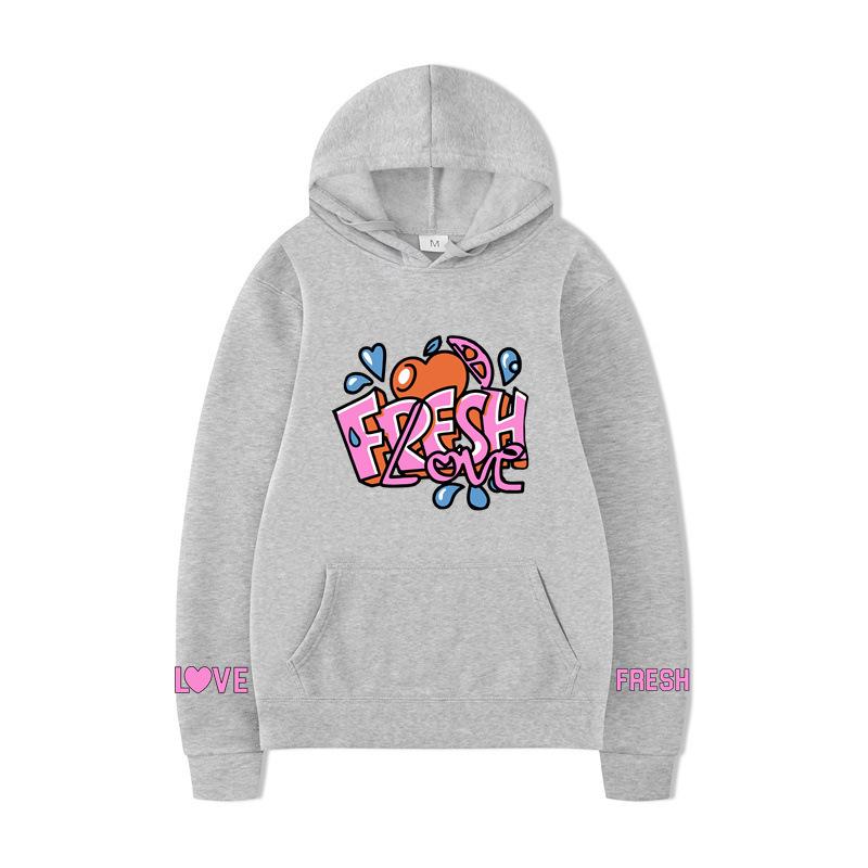 Fresh Love Hoodie – Unisex White Fleece Lined Sweatshirt, Cute Sleeve Print & Heart Wing Graphic, Cozy Fall Winter Pullover for Men & Women