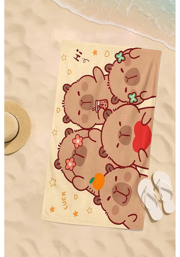 1PC 75x150CM Cute Capybara Soft Towel,Large Funny Cartoon Bath Towel,For Fitness Swimming Pool Travel Blanket Towel Vacation