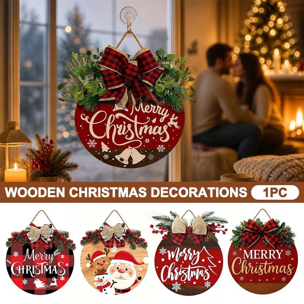 Wood Wooden Christmas Sign Hanging Christmas Hanging Ornament Christmas Door Sign Door Decoration