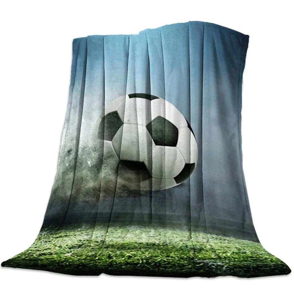 Soccer Ball Sport Football Print Blankets Coverlet Throw Cover Fleece Comfort Warm Flannel Blanket for Indoor Couch Home Decor