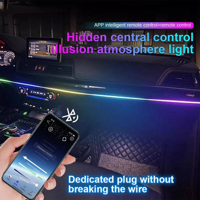 2 In 1 Car Interior Ambient Light Symphony App Remote Control Fiber Optic Neon Auto Dashboard Decorative Lights Atmosphere Lamp