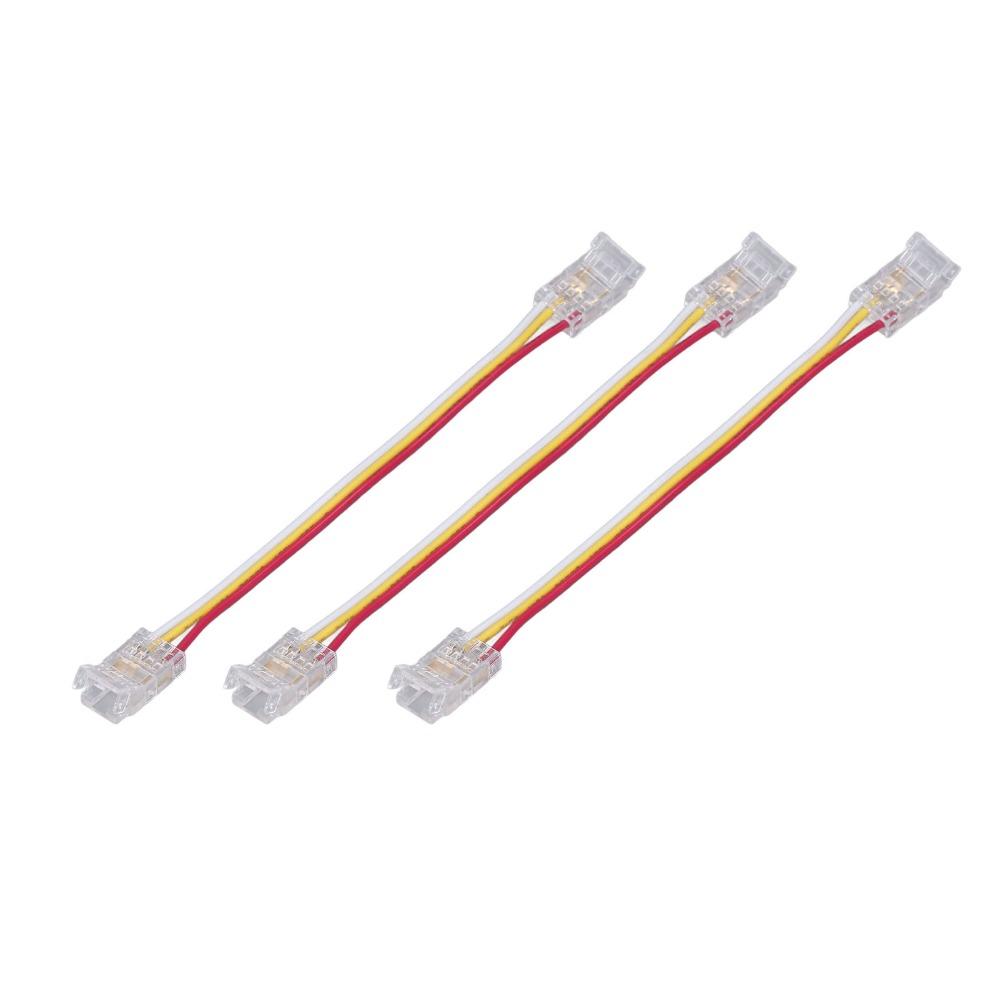 10pcs 3Pin LED Light Strip Connectors 8mm/10mm Light Strip Connectors  For Warehouse