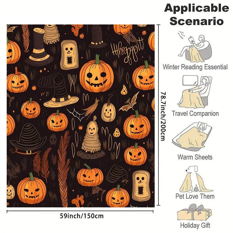 Halloween Print Flannel Blanket Soft Cozy Throw Bed Sofa Plush Fleece 70x100 To 150x200cm