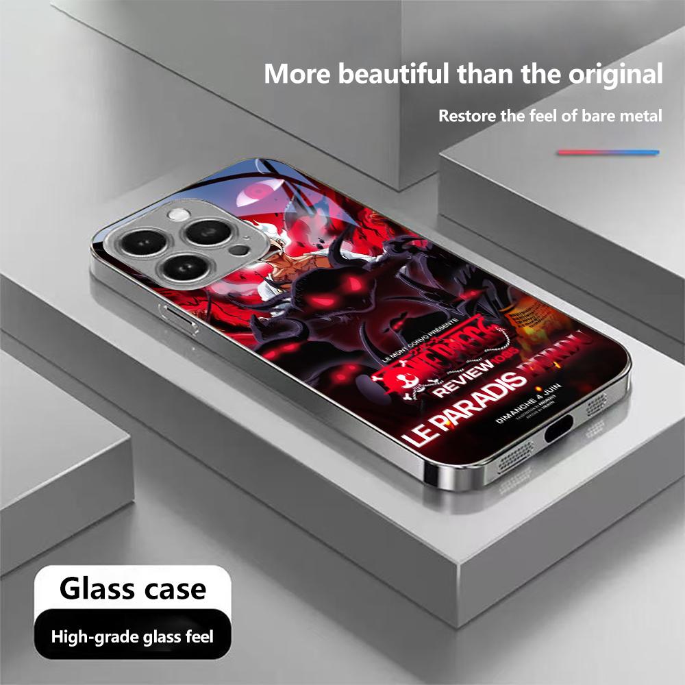N128 Anime One Piece Gear 5 Phone Case for iPhone 16 15 13 Pro Max Samsung S24 S23 A54 A35 Xiaomi Redmi Note 13 Pro Plated Frame Tempered Glass Cover