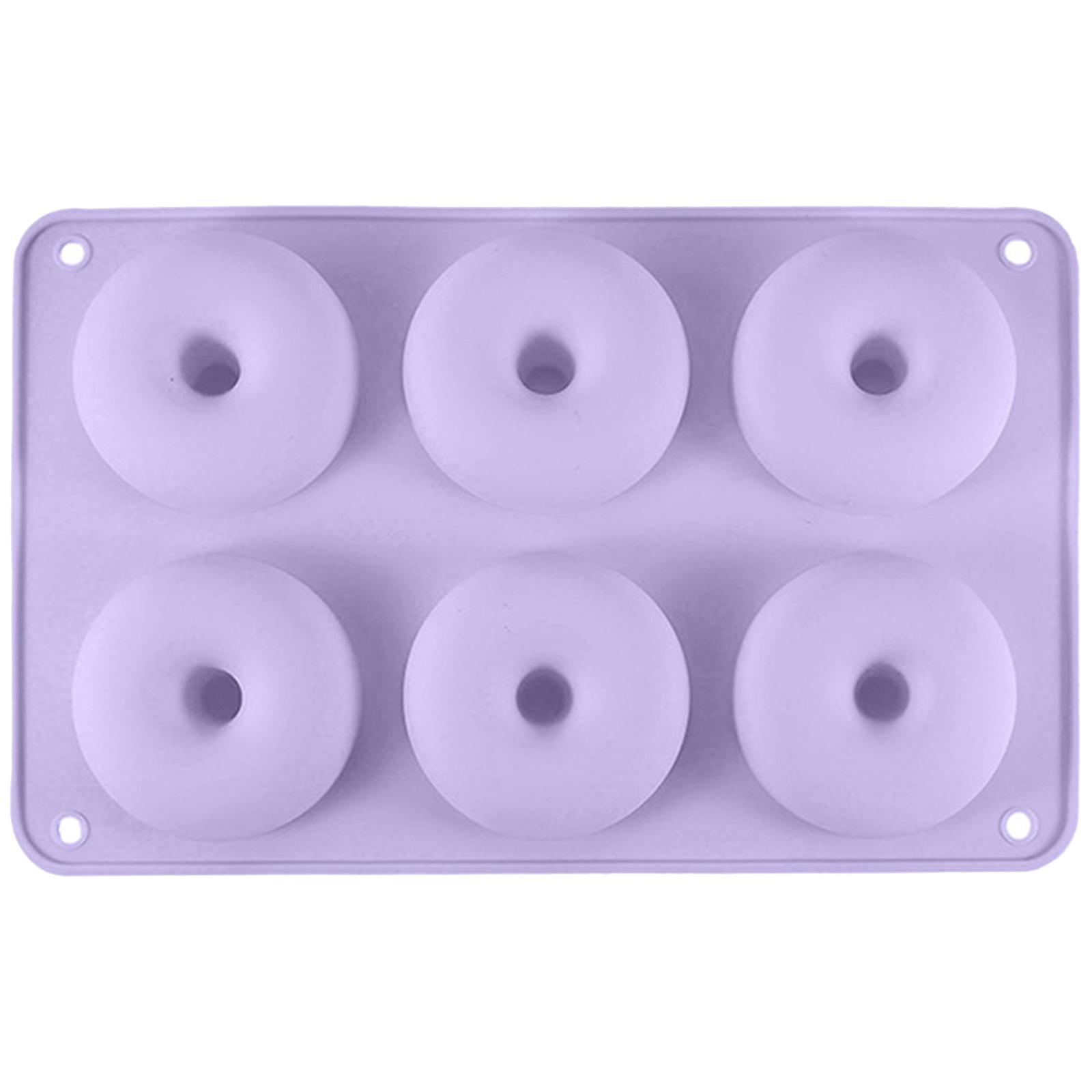 

6-секционная пищевая силиконовая форма для выпечки пончиков, антипригарная жаропрочная форма для выпечки печенья, противень для выпечки фиолетовый