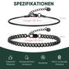 Vnox 2pcs Snake Cuban Link Chain Bracelet Set Black Silver Color Stainless Steel Adjustable 18-21cm Wristband Gift for Men Women