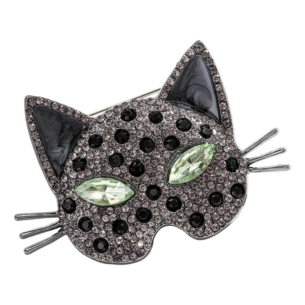 Sparkling Cats Head Jewelry Pin Vintage Style Gift For Her Unique Handmade Accessories For Outfits