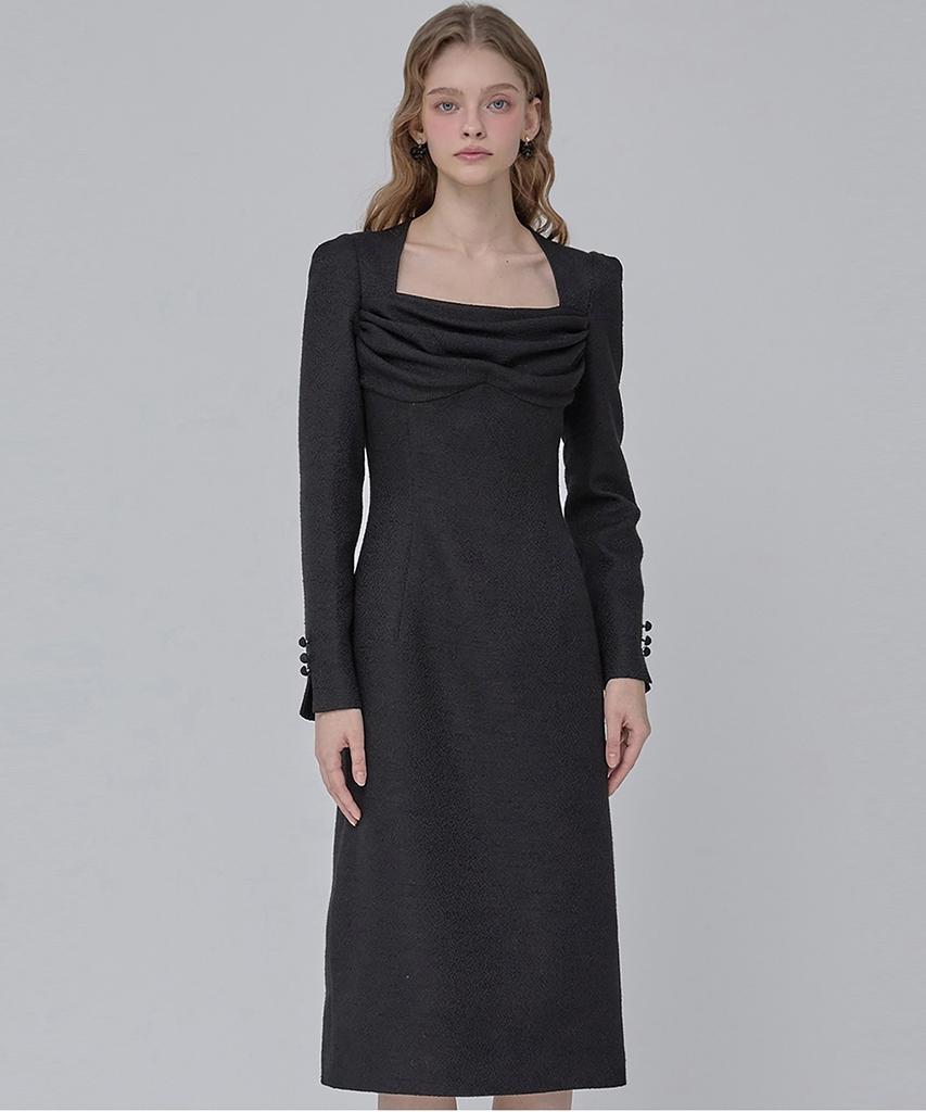 JULIY&CALLA 24 Fw Collar 108 Dear Vivian Tweed Dress Black