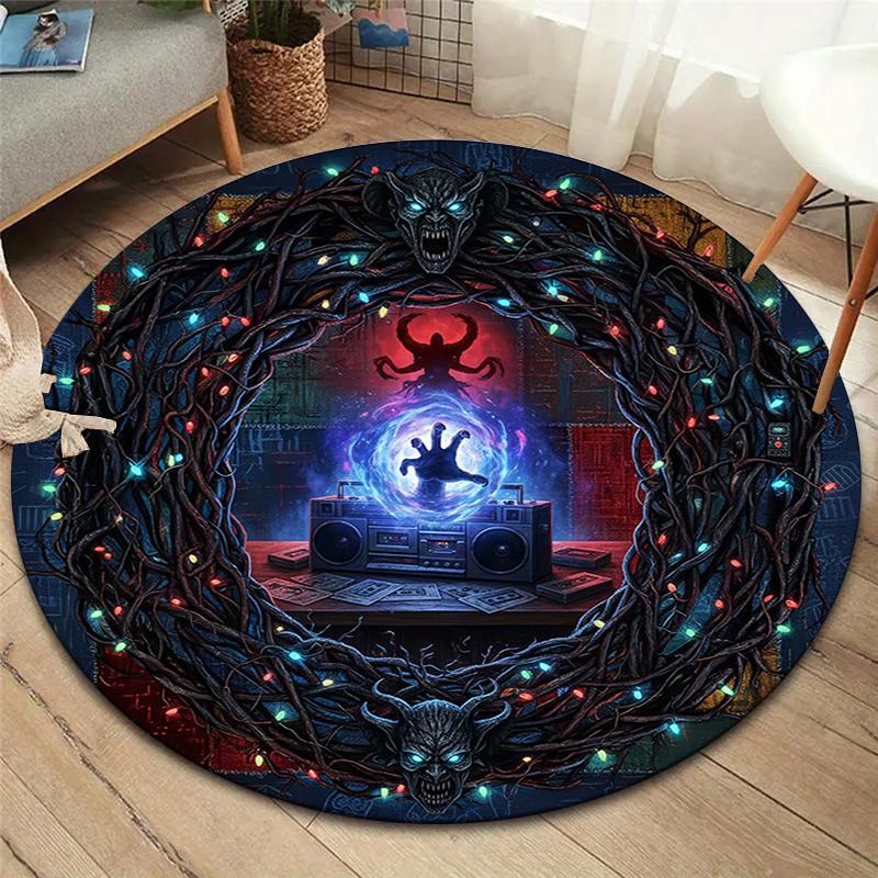 Vortex Crossing Gate Round Area Rug,Carpet Rug for Living Room Bedroom Sofa Playroom Decor,Non-slip Floor Mat
