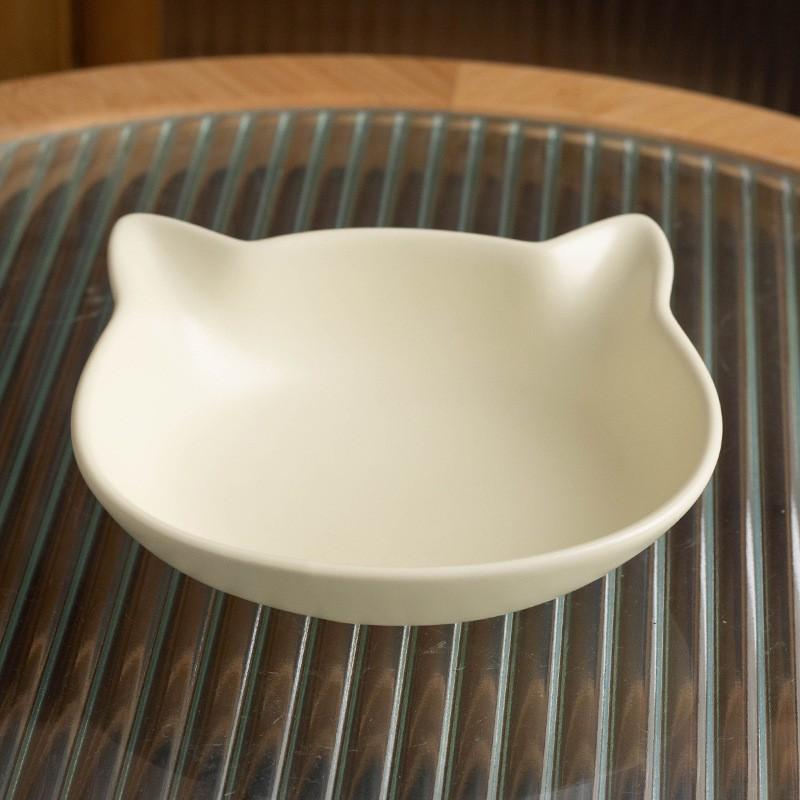 Ceramic Cat Food Bowl With Dual Ears Design Non-Slip Pet Feeding Dish Cats Dogs Small Animals