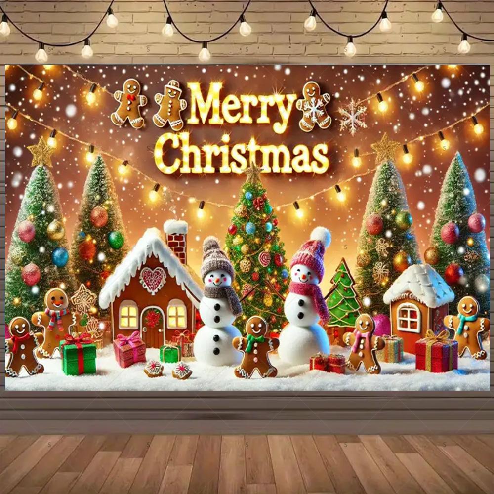 Merry Christmas Background Supplies Winter Snowman Santa Claus Backdrop Xmas Tree Party Decoration Christmas Photography Props
