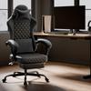 Gaming Chair PVC Leather, Massage Gaming Chair with Footrest, Ergonomic PC Chair Gamer Chair Office Chair 150 Kg Load Capacity, Black