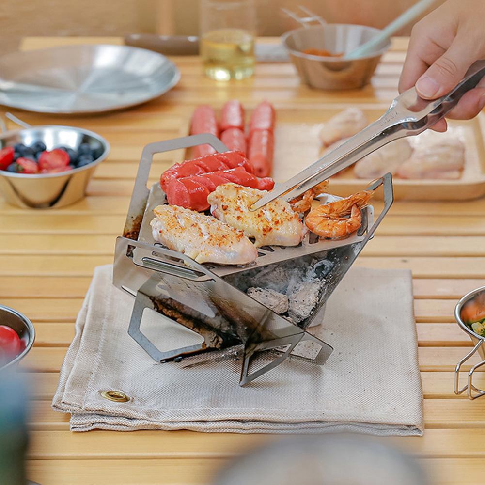 Stainless Steel Outdoor Camp BBQ Grill Multifunction Barbecue Foldable Rack Camping Picnic Campfire Cooking Stoves Heating Stove