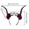 Gothic Lace Rose Devil Horn Headpiece Stylish Hair Hoop Lightweight Photoshoots Props For Halloween Cosplay Event