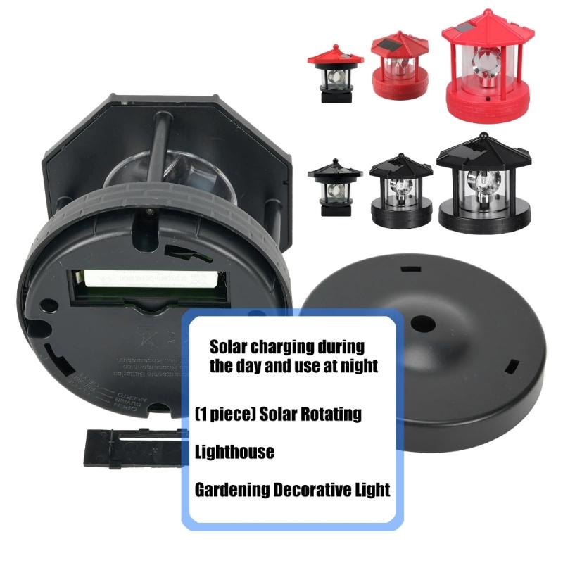 Automatic Solar Lighthouse Garden Light 360 Degree Rotating Lamp Plastic Outdoor Yard Decoration Easy Installation