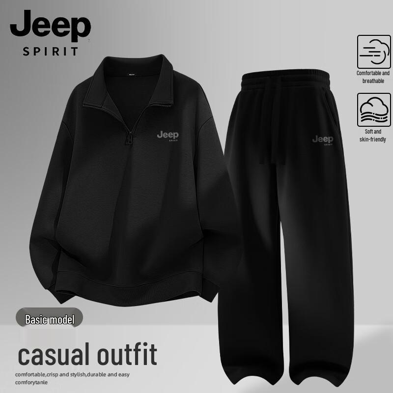 

JEEP SPIRIT Men s Half-Zip Sweatshirt & Straight-Leg Pants Set 3XL