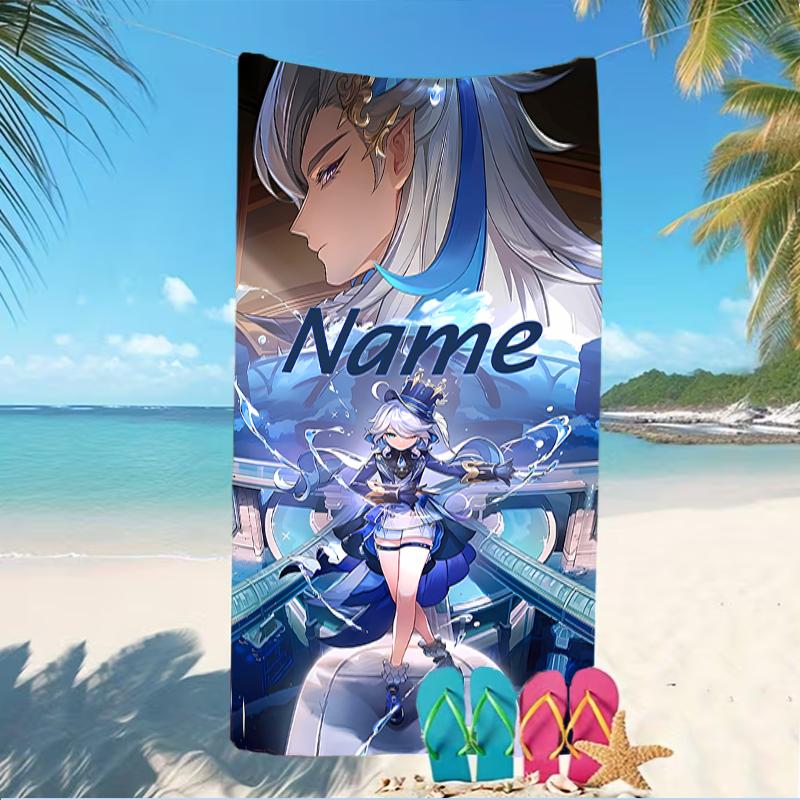 Customizable Personalized Beach Towels Genshin Impact Navelette Themed designs.Suitable for the Beach, Yoga, Sports;ideal As Beach Accessories