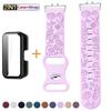 Pasek+Etui z Nadrukiem Designu dla Zegarka Samsung Galaxy Fit3 Opaska Silikonowa z Grawerem Bransoletka dla Samsunga Galaxy Fit3 Kwiatowa Opaska na Nadgarstek