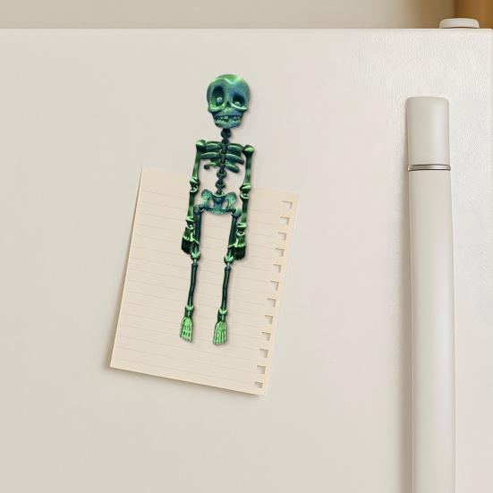 Poseable Skeleton Refrigerator Magnet Halloween Skeleton Figurine with Movable Joints Articulated Gothic Skeleton Magnetic Fridge Decoration Ornament