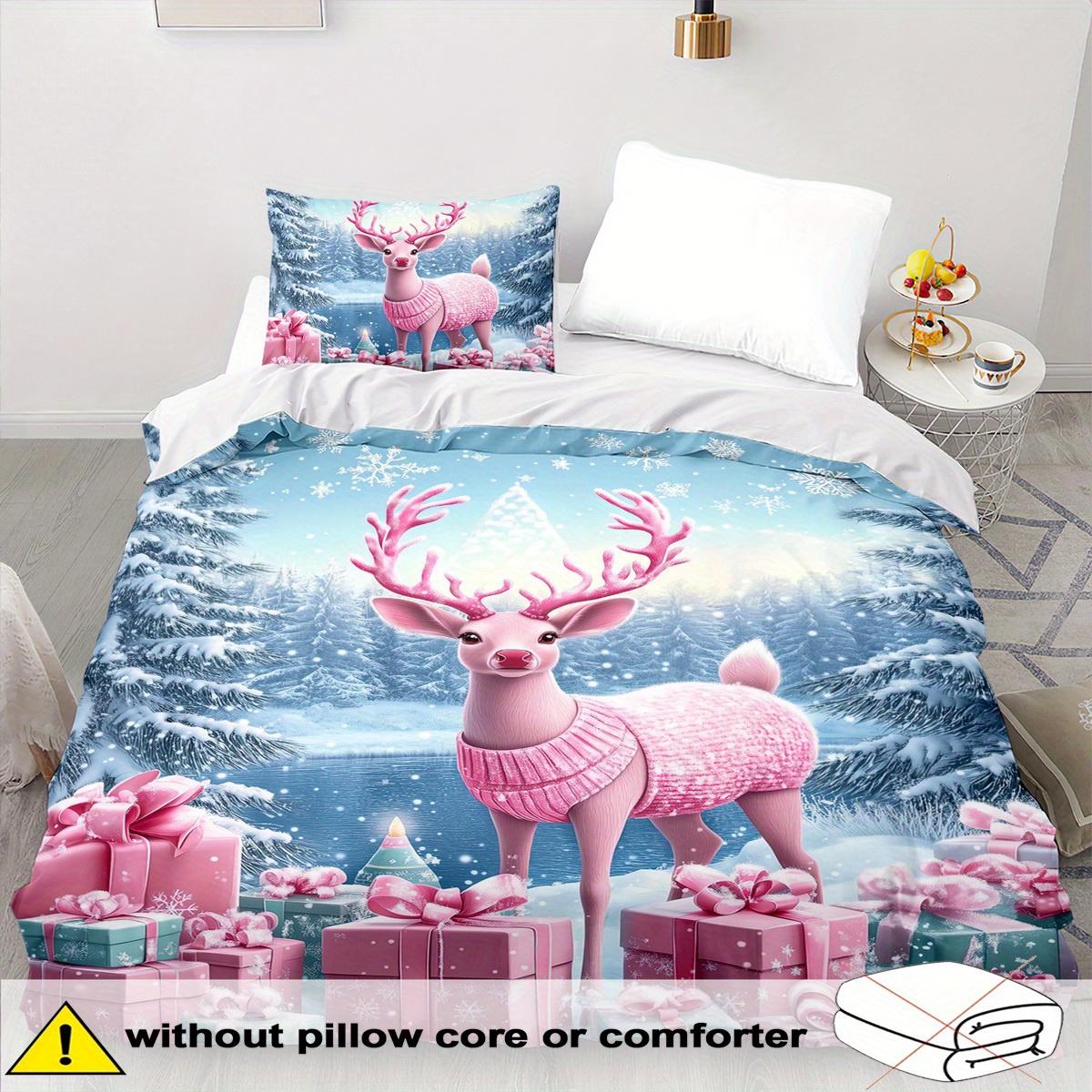 

Deer Theme Down Comforter Cover Set - 2/3pcs, Soft Comfortable Breathable, Christmas Gift Bedding Set US Twin(172x218cm)