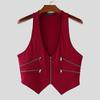 INCERUN Men Deep V Neck Sleeveless Zip-up Irregular Casual Tank Tops Waistcoat