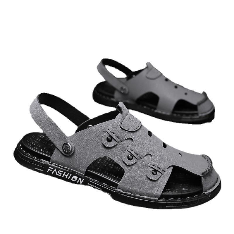 Sandals men's summer outer wear breathable deodorant hollow outdoor non-slip wear-resistant beach sports dual-purpose bag head cool slippers