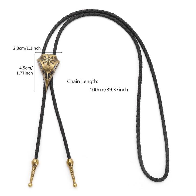 Vintage Bird Bone Shape Pendant Necktie Men Women Alloy Charm Leather Cord Accessory Casual Stylish Unisex