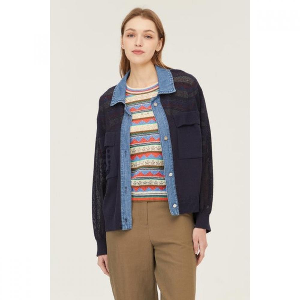 

Benetton Knit Color Block Pocket Embroidery Jumper Bajp52431 WH/44