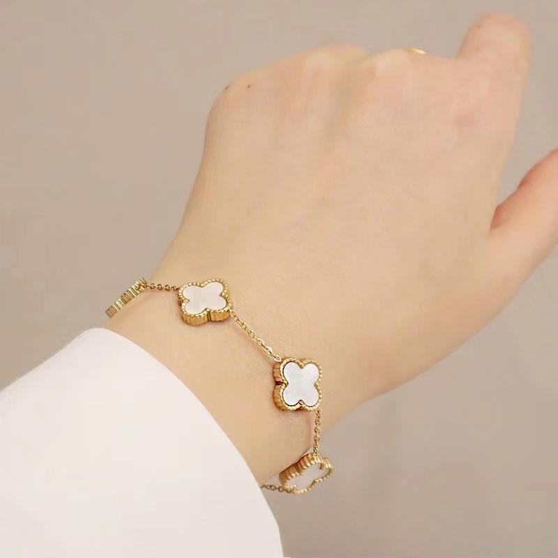 Oțel Titan Nu Se Decolorează Brățară Trifoi cu Patru Foi Brățară Cinci Flori Femei Ins202 Bijuterii Noi Net Red