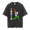 Indian Cricket Jersey India Team Lover Supporter T Shirt SweaT 16721 vintage Washed Casual Soft Stylish Slightly Unisex