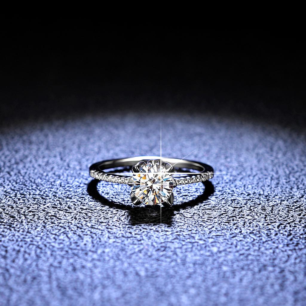 D-Farbe 1 Karat Moissanit-Ring für Frauen, Verlobungsring aus Sterlingsilber, Ehering, Geschenk für Freundin, exquisites Schmuckgeschenk