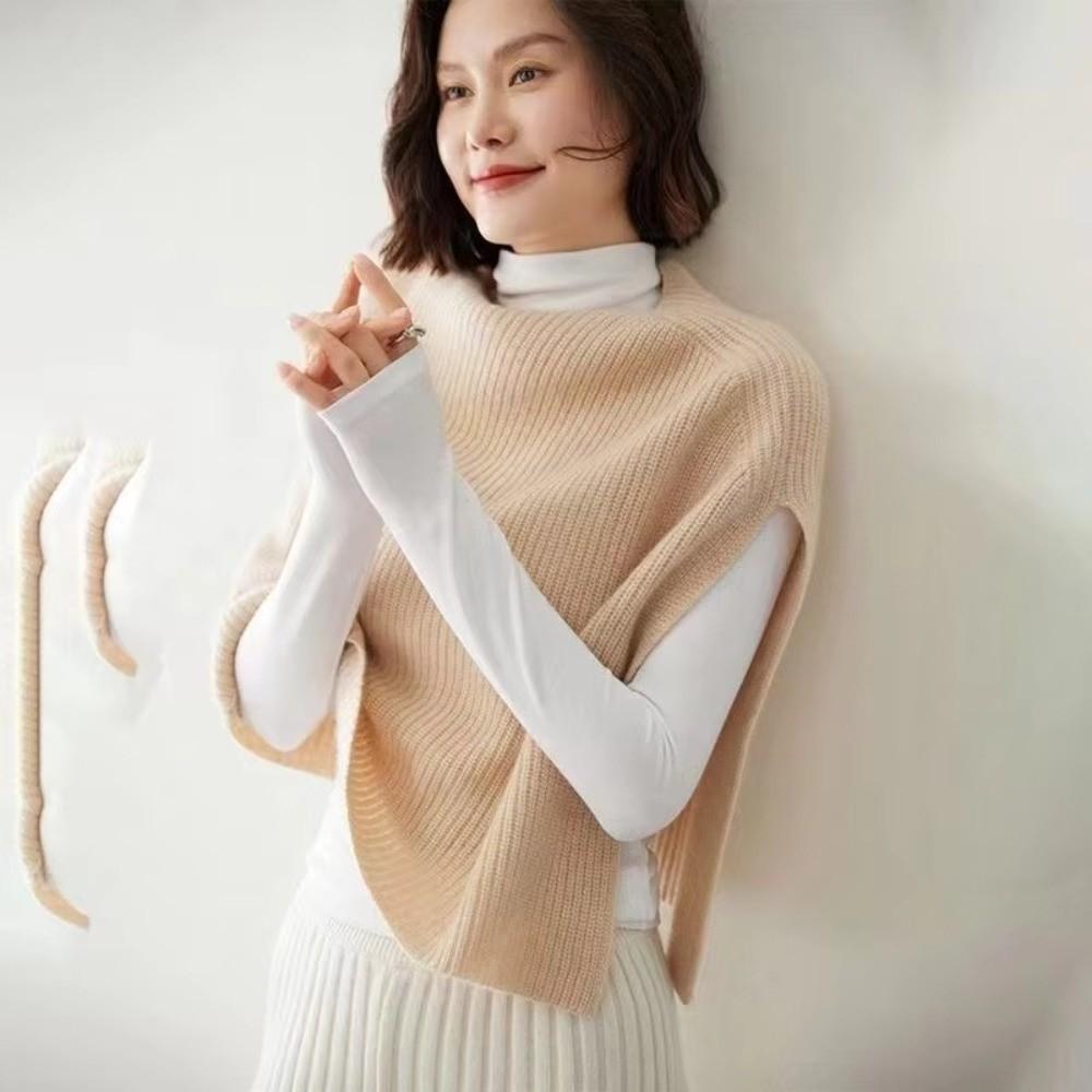 Pullover Women Cape Thicken High Neck Scarf Elegant Knitted Shawl Girl