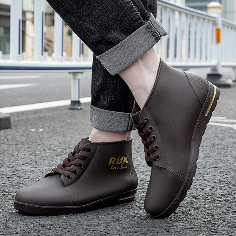 Men Rain Boots Waterproof Shoes Fishing Husband  Man Work Garden Rubber Boot Oil-proof Non-slip Kitchen Shoes Footwear2024