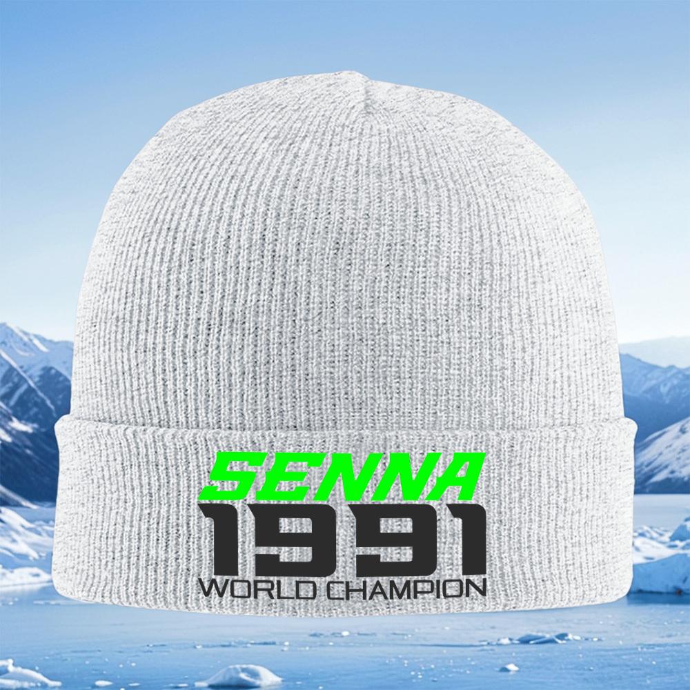 Senna 1991 World Champion racing design Men Women Unisex Knitted Hat Beanie Pullover Cap Winter Thermal Warm Christmas Outdoor C