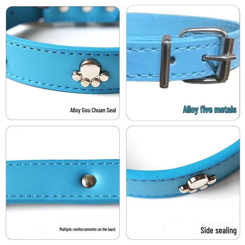 Leather No-Choke Pet Collar for Small and Medium Dogs and Cats