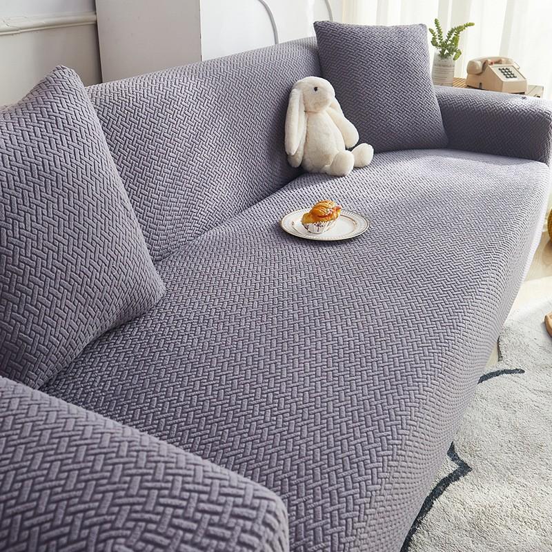 New Polar Fleece Anti Cat Scratching Cover and Fitted Sofa Cover Combination Sofa Solid Color for All Seasons