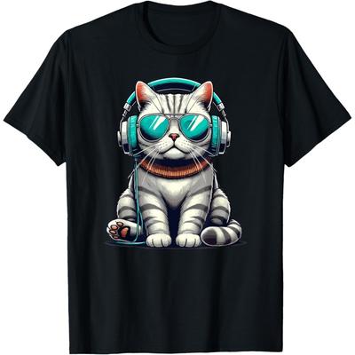 Headphones Sunglasses British Shorthair Cat T-Shirt