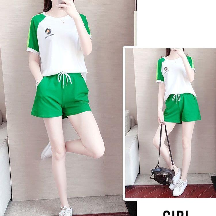 Large Size Sports Shorts Set Women Casual Summer Fashionable Loose Running Two Piece Set Girl Style Comfortable Breathable Sports Suits