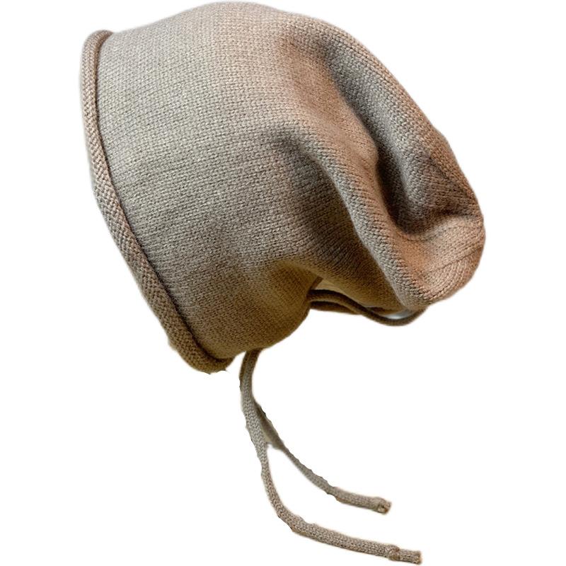 Knitted Woolen Hat for Women In Autumn and Winter Large Brim Versatile Pullover Hat Cold Hat Confinement Hat Pile of Hats Fashionable Hats