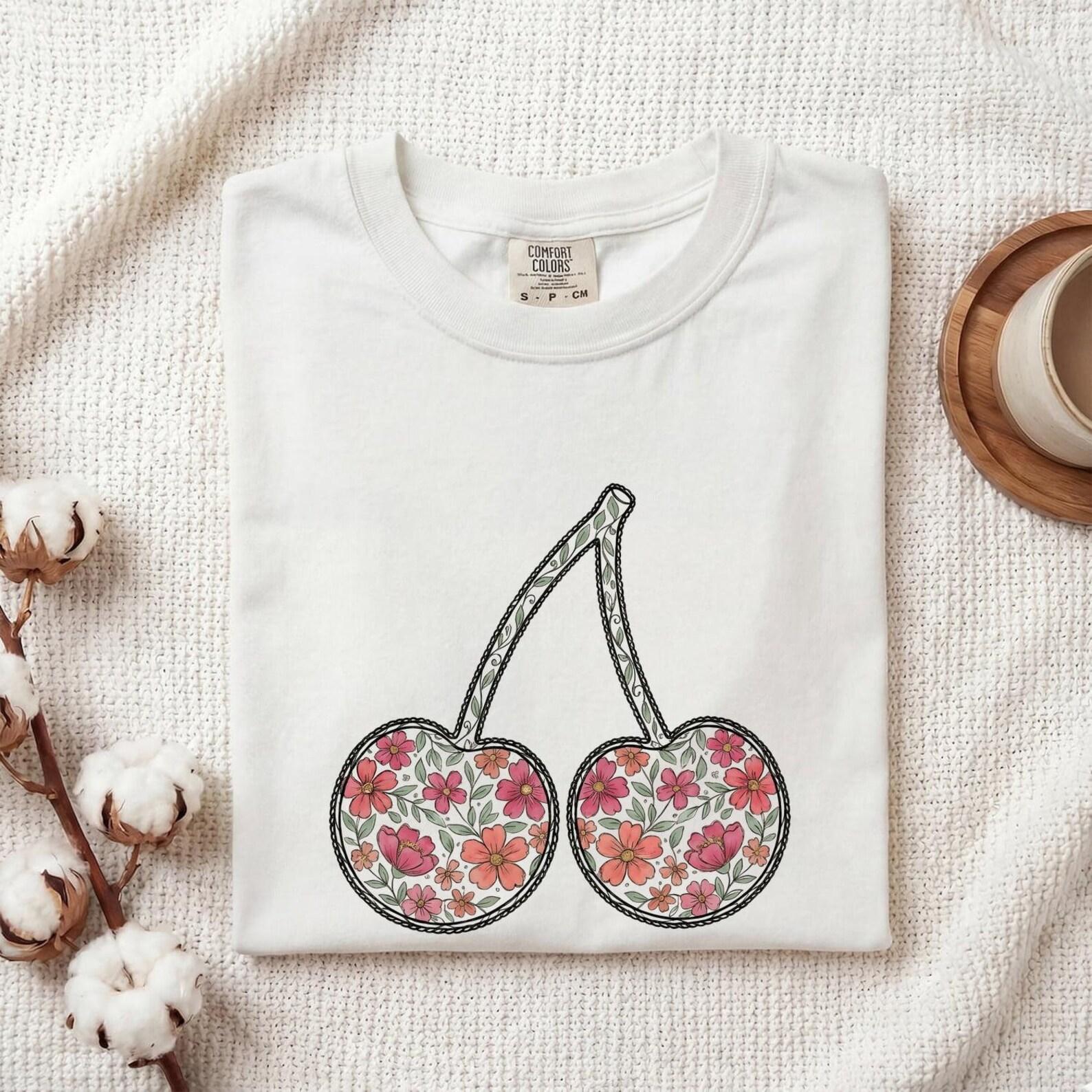 Cherry Blossom Shirt Cottagecore Flowers Gift Women Sketch Tee Sakura T-Shirt Homesteader Fan Hand Drawn Tshirt Floral Graphic Retro Garden 2XL