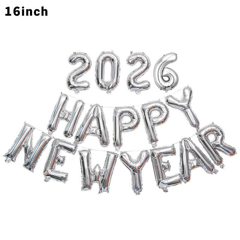 16 pcs 16inch 2026 happy new year set foil balloons new year party decoration festival party supplies Photo Props home decor