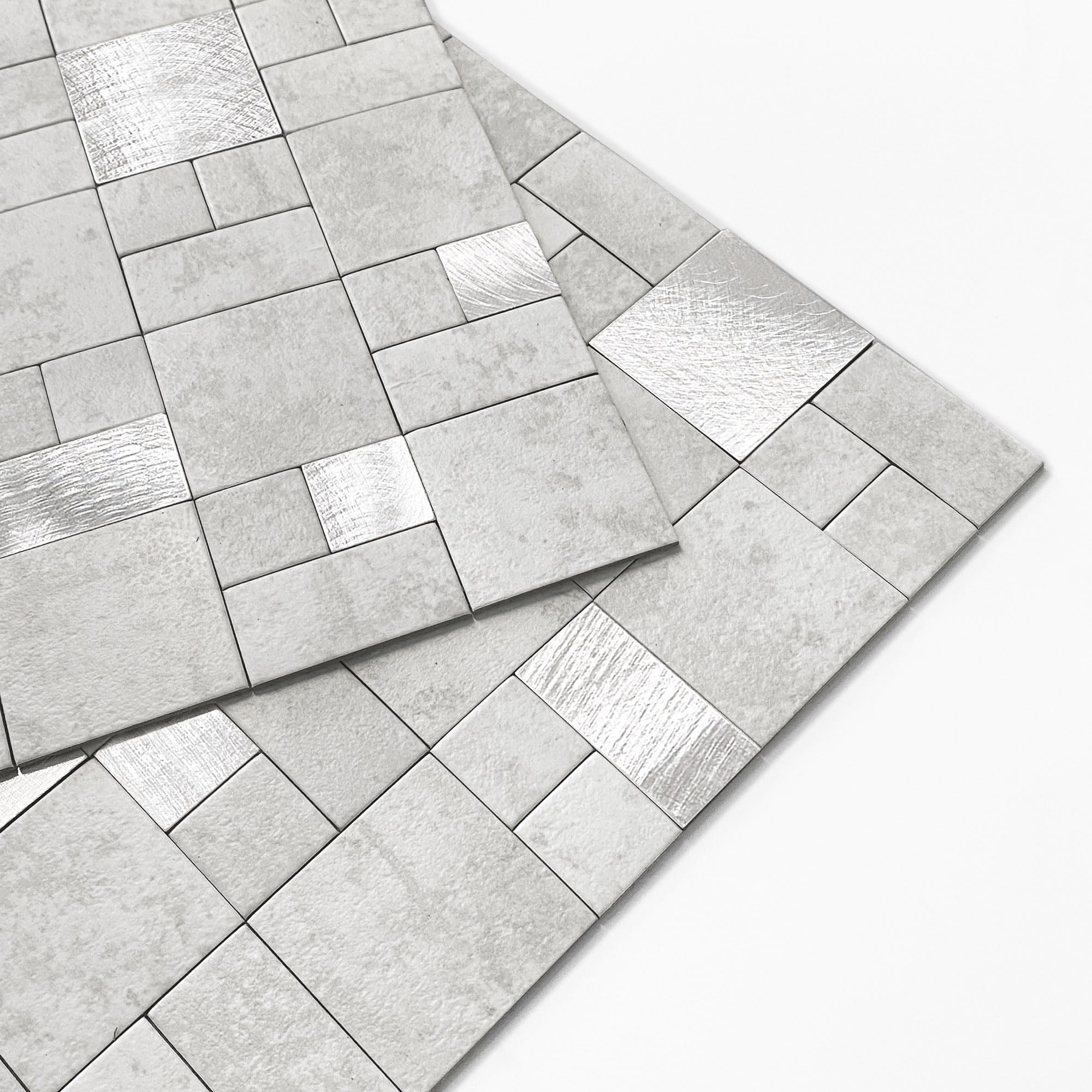 

MOFIT Marble Wall Tile Stickers, Kitchen, Rental, DIY Waterproof Mosaic Stickers, Wall Renovation Sheets (5 Sheets, Light Gray)