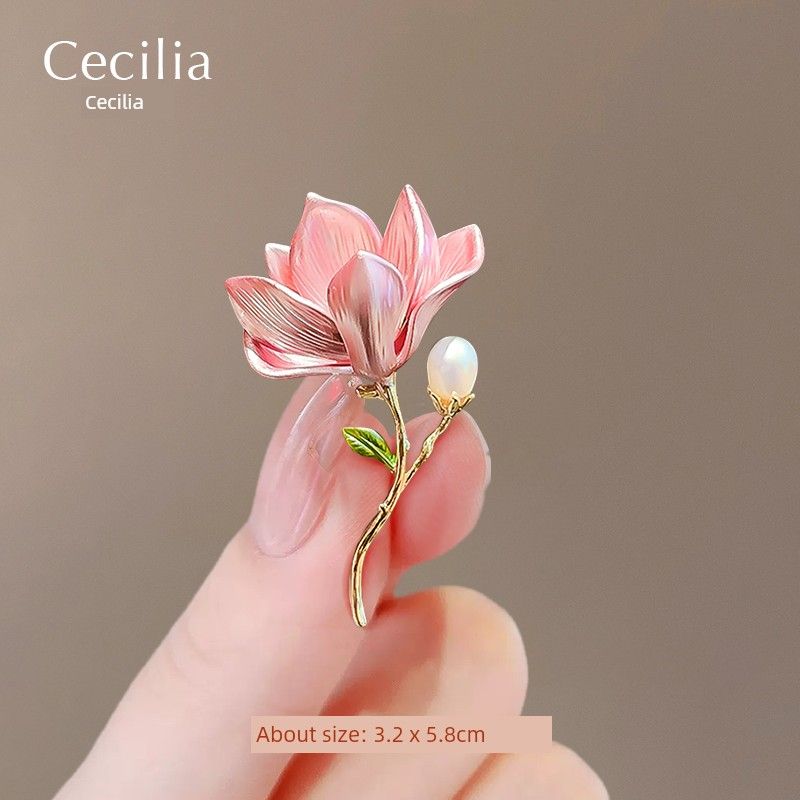 

New Chinese Style Ancient Style Cheongsam Overlapping-Weight Ornament Chinese Style Pearl Tassel Brooch High-Grade Female Han Costume Pin Pendant Elegant Pearl Magnolia brooch